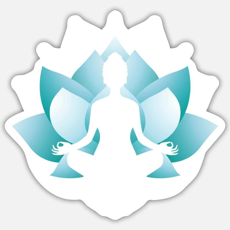 Blaue Lotusblüte - Sticker Größe S (10 x 10 cm) - Mattweiß