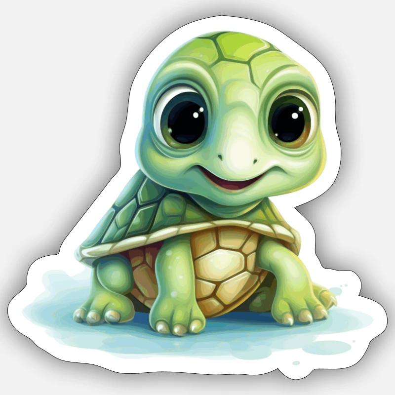 little cute turtle - Sticker size S (10 x 10 cm) - white matte