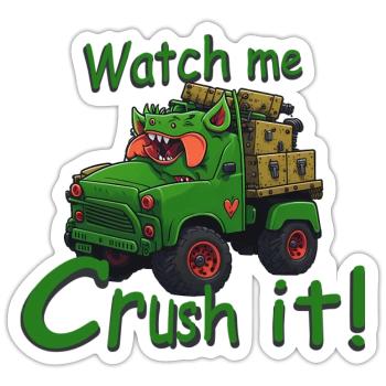 Monster Monster Truck - Sticker taille S (10 x 10 cm) - blanc mat - Devant