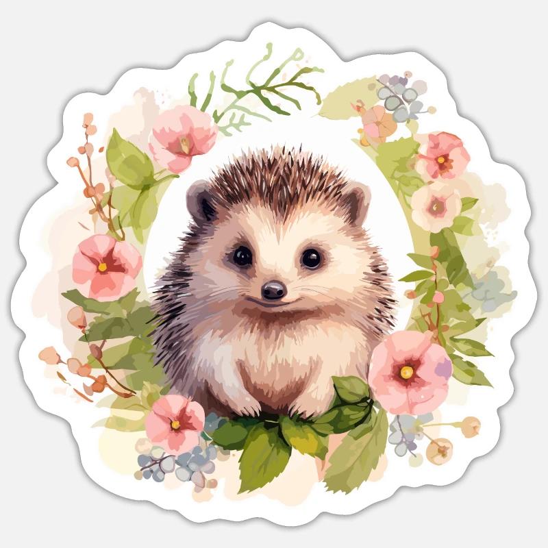 Süßer Igel - Sticker Größe S (10 x 10 cm) - Mattweiß