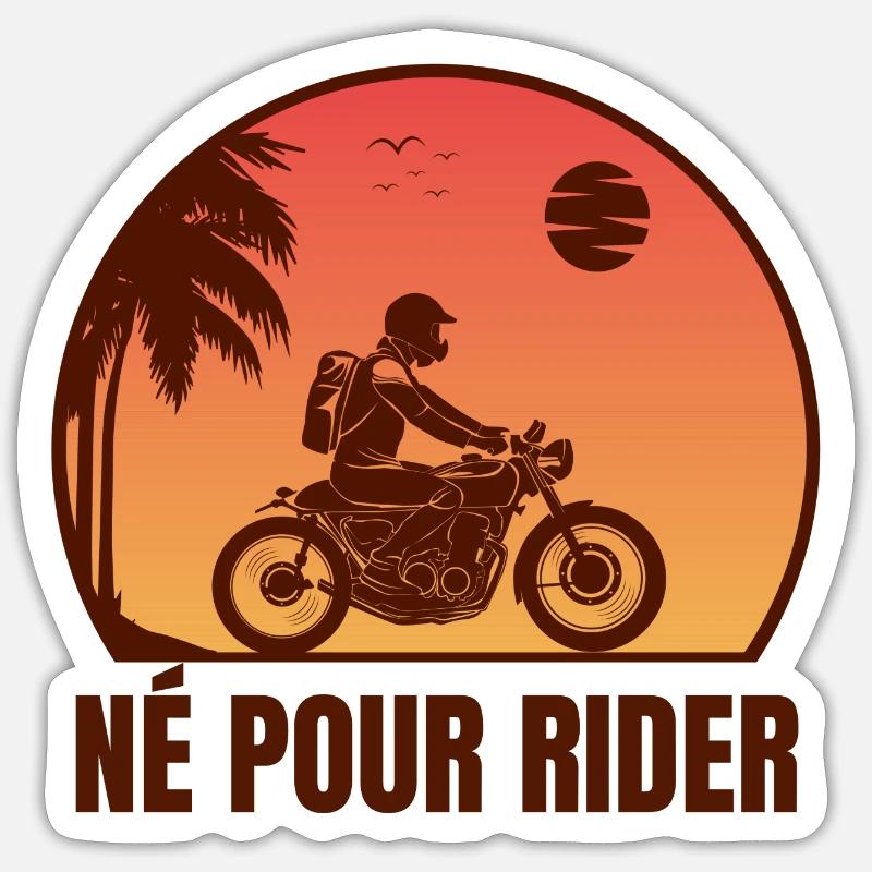 né pour rider - Sticker taille S (10 x 10 cm) - blanc mat