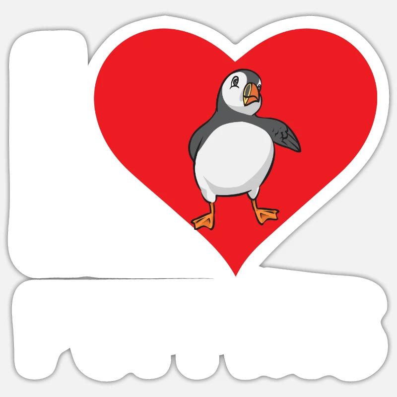 macareux macareux moines oiseaux Lunde - Sticker taille S (10 x 10 cm) - blanc mat
