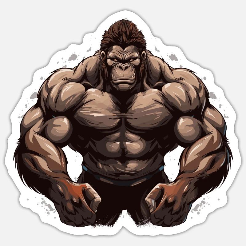 Bodybuilder Gorilla Sticker taille S (10 x 10 cm)
