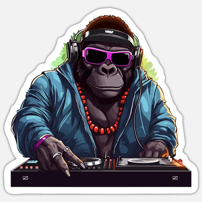 DJ Gorilla - Sticker size S (10 x 10 cm) - white matte