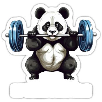 Panda Bodybuilding Gewichteheber No More Struggle - Sticker Größe S (10 x 10 cm) - Mattweiß - Vorne