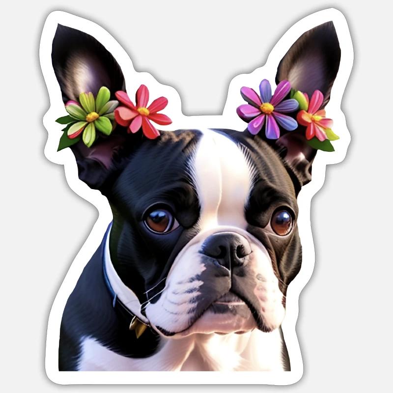 chien bouledogue français - Sticker taille S (10 x 10 cm) - blanc mat
