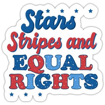Rayures étoilées et égalité - Sticker taille S (10 x 10 cm) - blanc mat - Devant