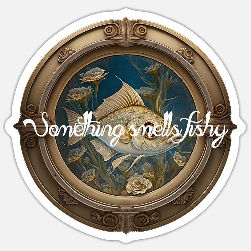 SOMETHING SMELLS FISHY - Sticker size S (10 x 10 cm) - white matte