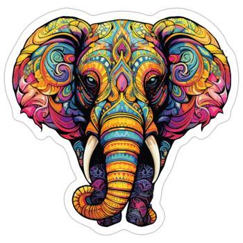 Farbenfroher Elefanten-Traum im Mandala Stil - Sticker Größe S (10 x 10 cm) - Mattweiß - Vorne