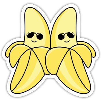 Bananes fraîches - Sticker taille S (10 x 10 cm) - blanc mat - Devant