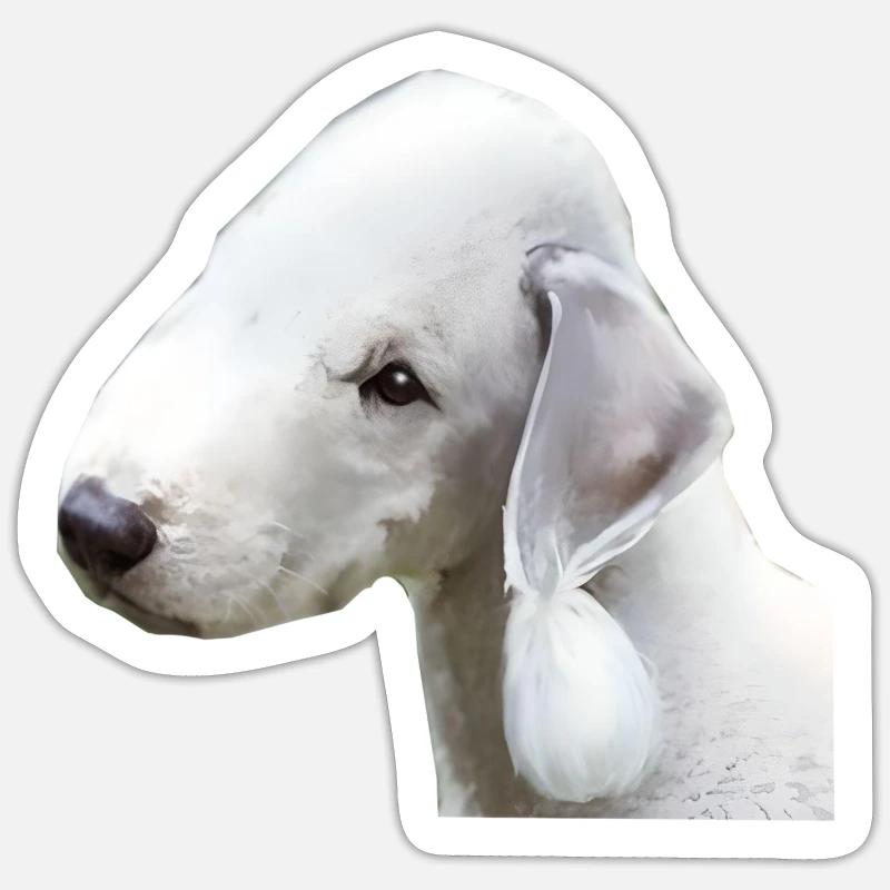 Bedlington Terrier - Sticker Größe S (10 x 10 cm) - Mattweiß