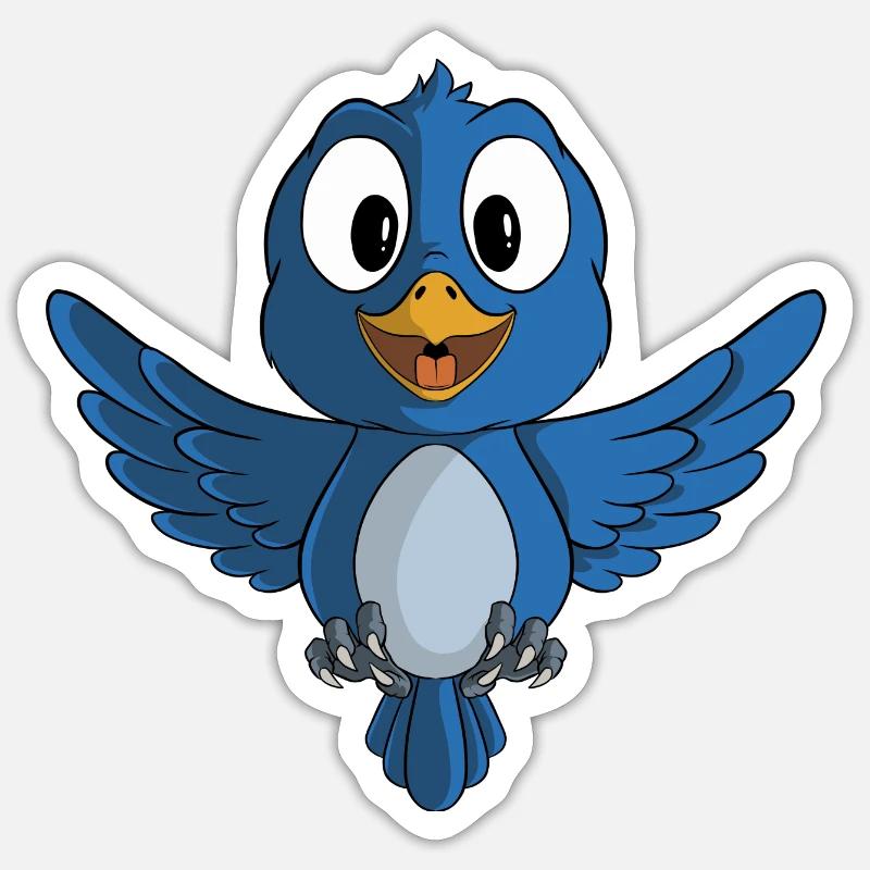 Süßer blauer Vogel Sticker Größe S (10 x 10 cm)