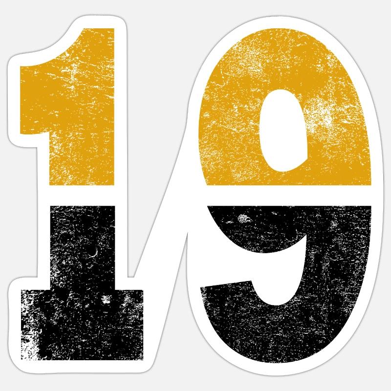 Number 19 - Sticker size S (10 x 10 cm) - white matte