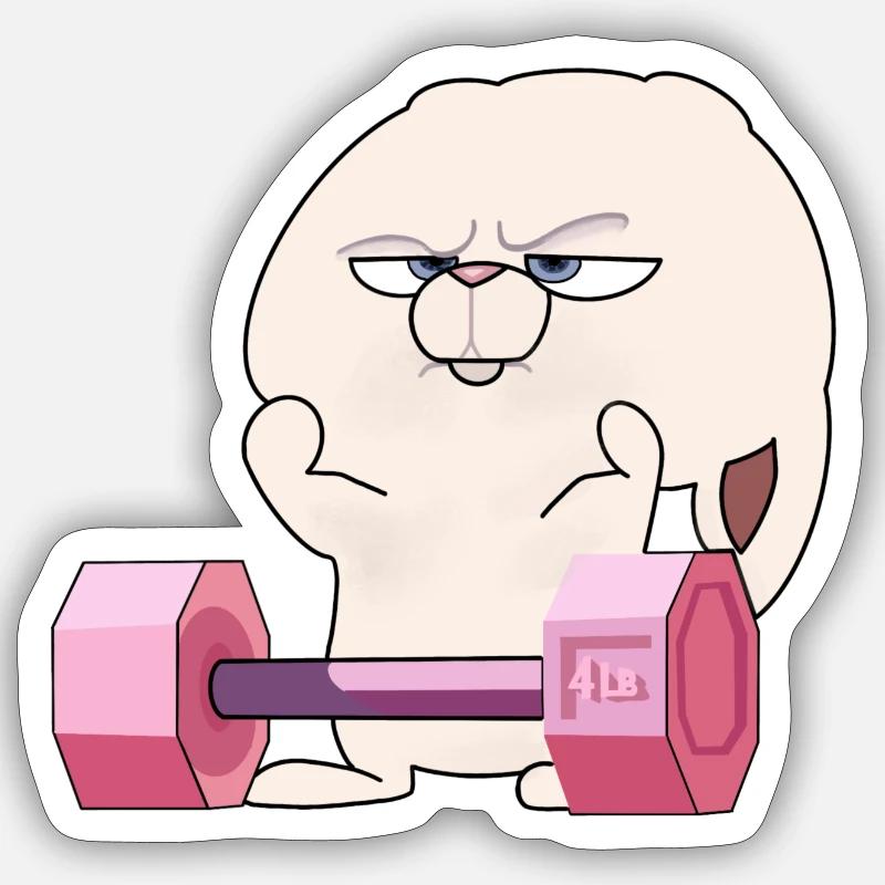 Drôle de lapin de gym - Sticker taille S (10 x 10 cm) - blanc mat