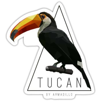 Tucan Low Poly par tatou TShirt - Sticker taille S (10 x 10 cm) - blanc mat - Devant