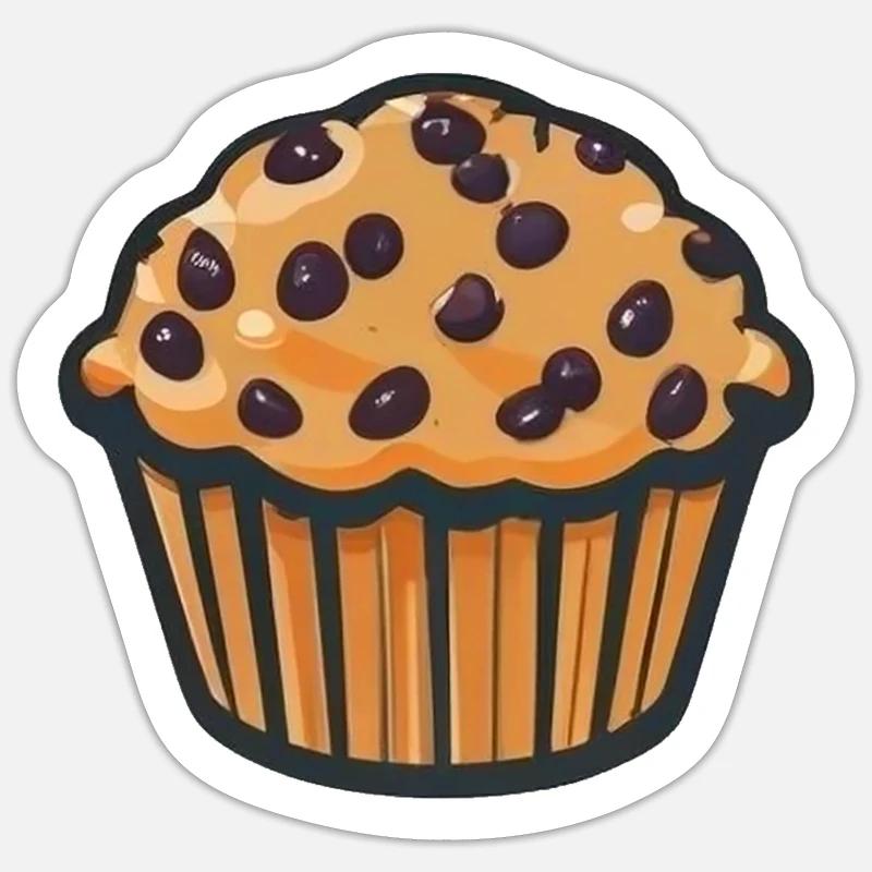 Muffin aux Pépites de Chocolat - Sticker taille S (10 x 10 cm) - blanc mat