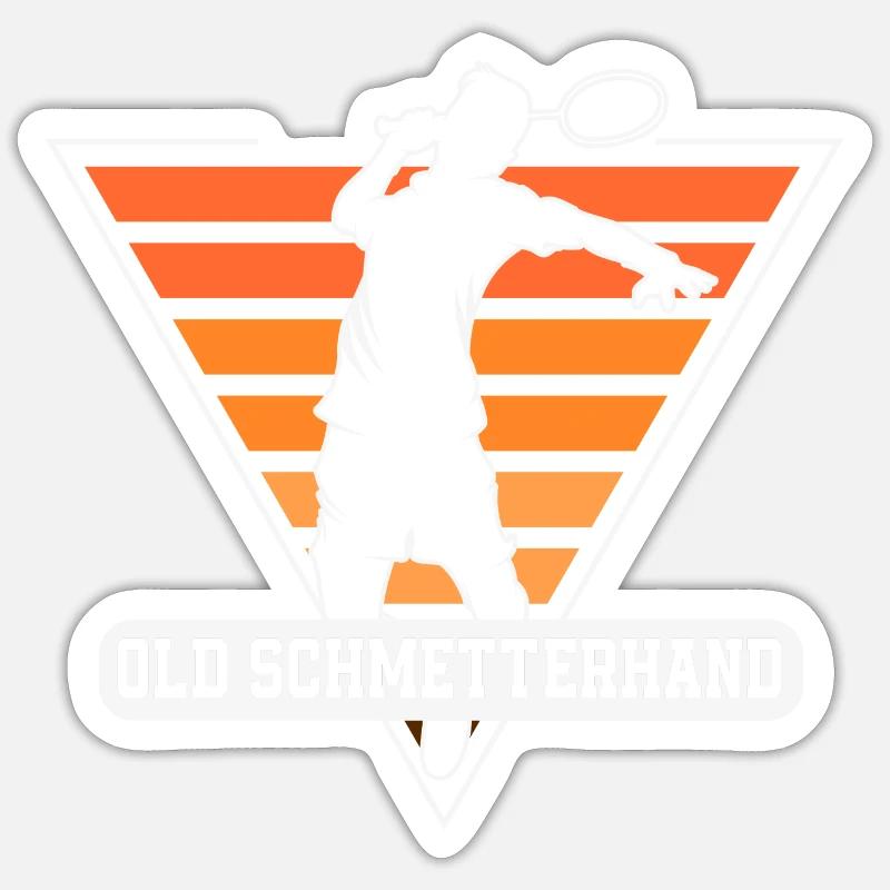 Badminton Old Schmetterhand - Sticker Größe S (10 x 10 cm) - Mattweiß