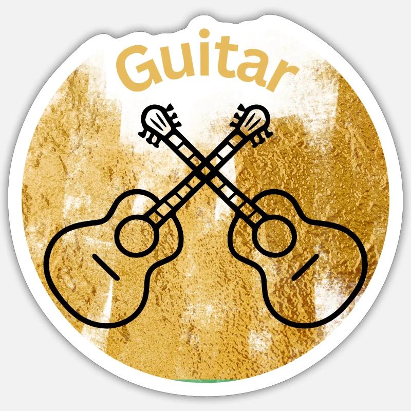Guitar - Sticker Größe S (10 x 10 cm) - Mattweiß