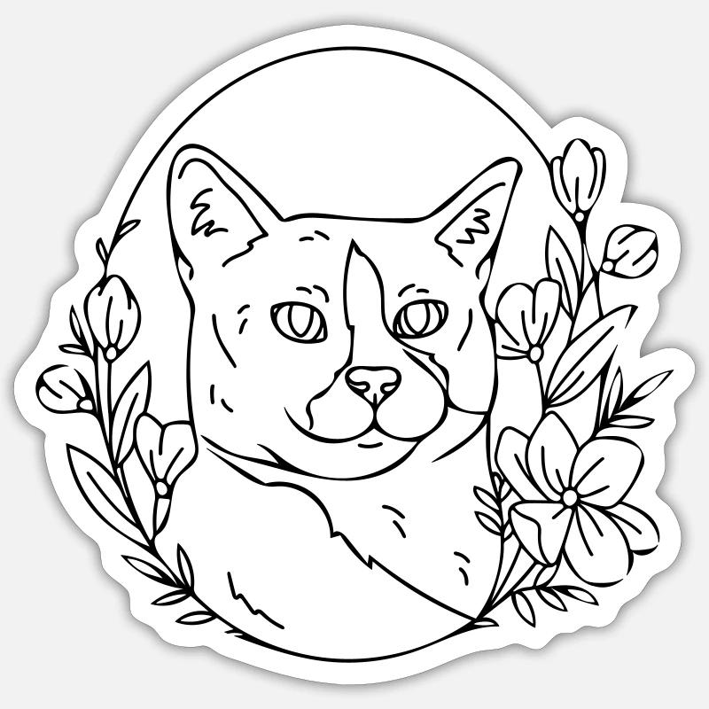 chat - Sticker taille S (10 x 10 cm) - blanc mat