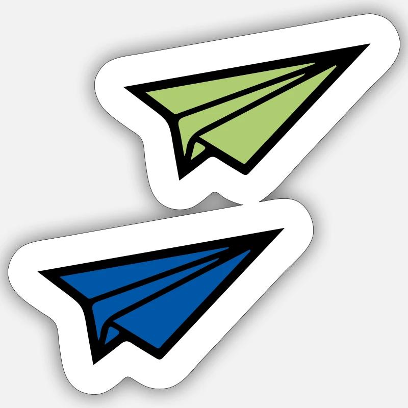 Avion en papier - Sticker taille S (10 x 10 cm) - blanc mat