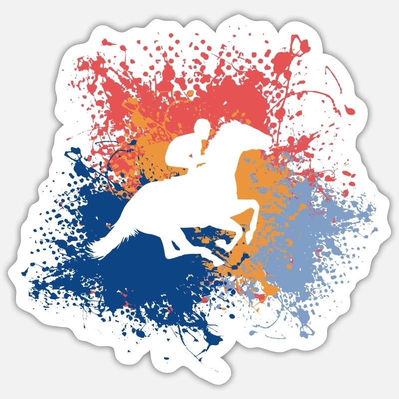 cavalier équitation rétro Sticker taille S (10 x 10 cm)