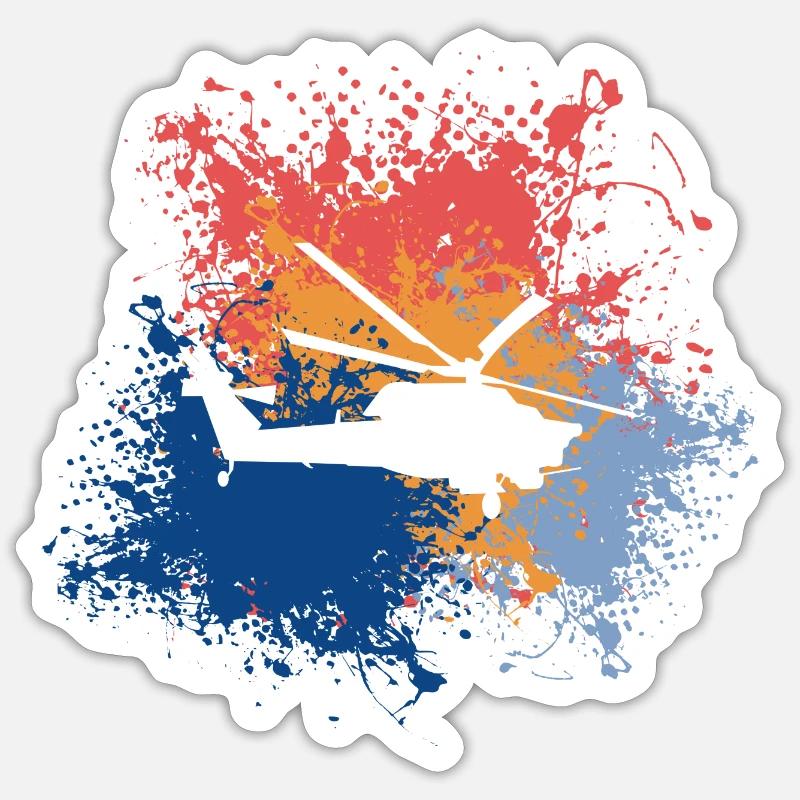 Hélicoptère Rétro Hélicoptère Sticker taille S (10 x 10 cm)