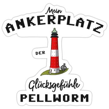 Pellworm, Ankerplatz Glücksgefühle, Leuchtturm - Sticker Größe S (10 x 10 cm) - Mattweiß - Vorne