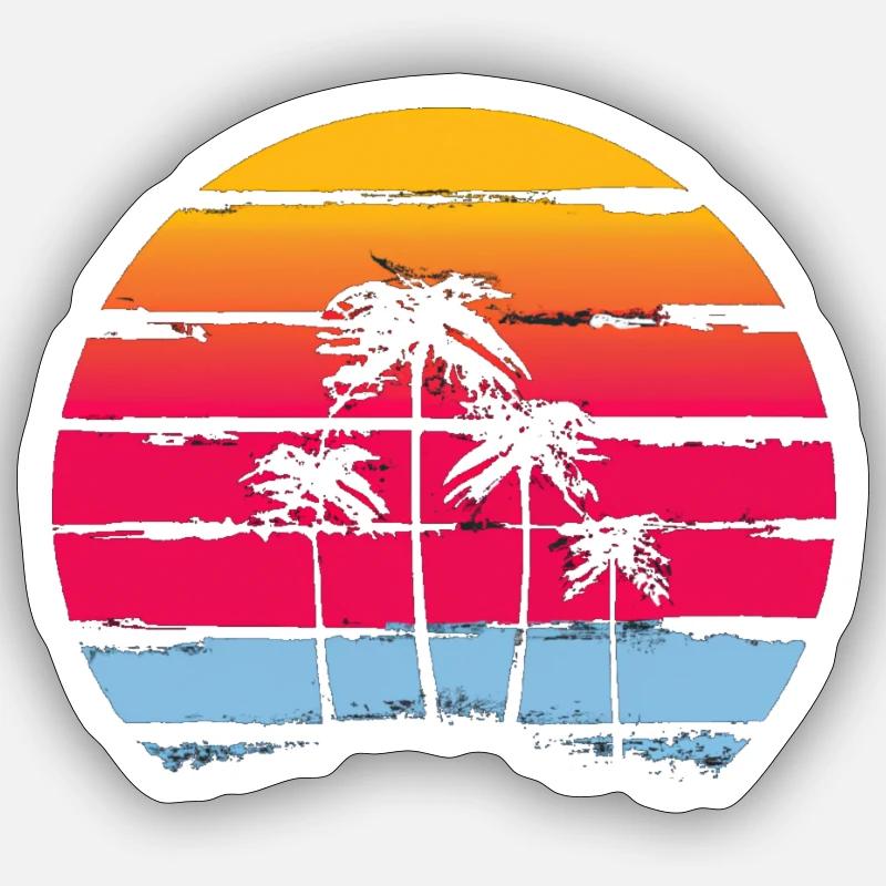 Sunset palm trees Sticker size S (10 x 10 cm)