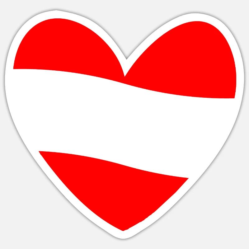 Cœur du drapeau autrichien - Sticker taille S (10 x 10 cm) - blanc mat
