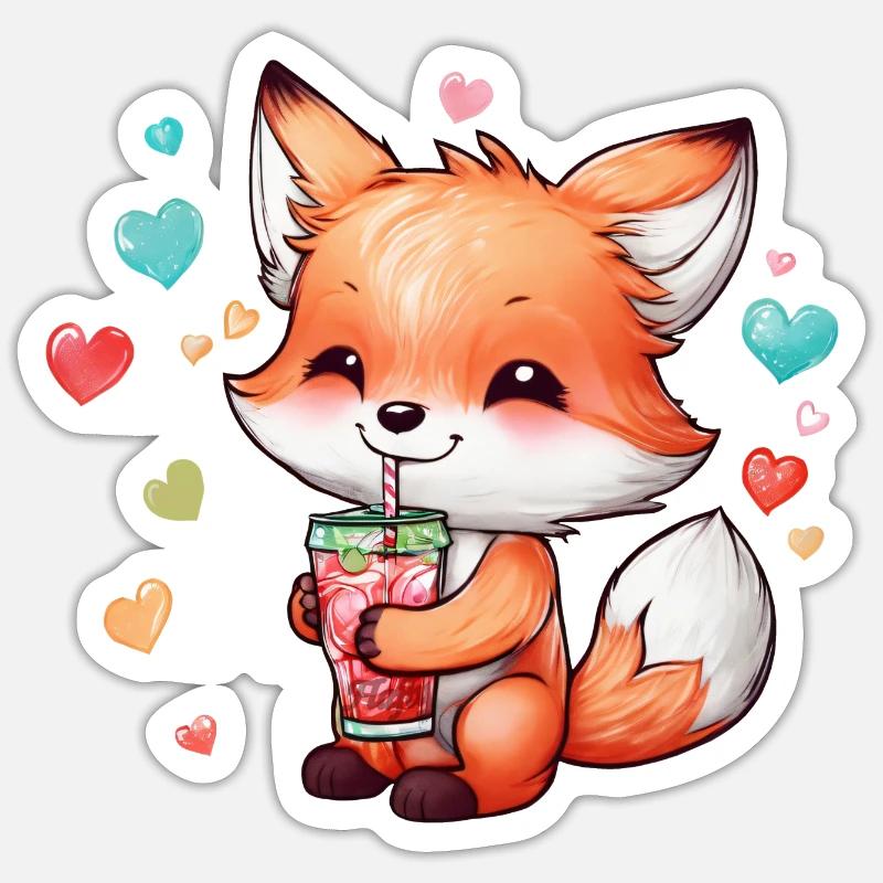 Fox cub - Sticker size S (10 x 10 cm) - white matte
