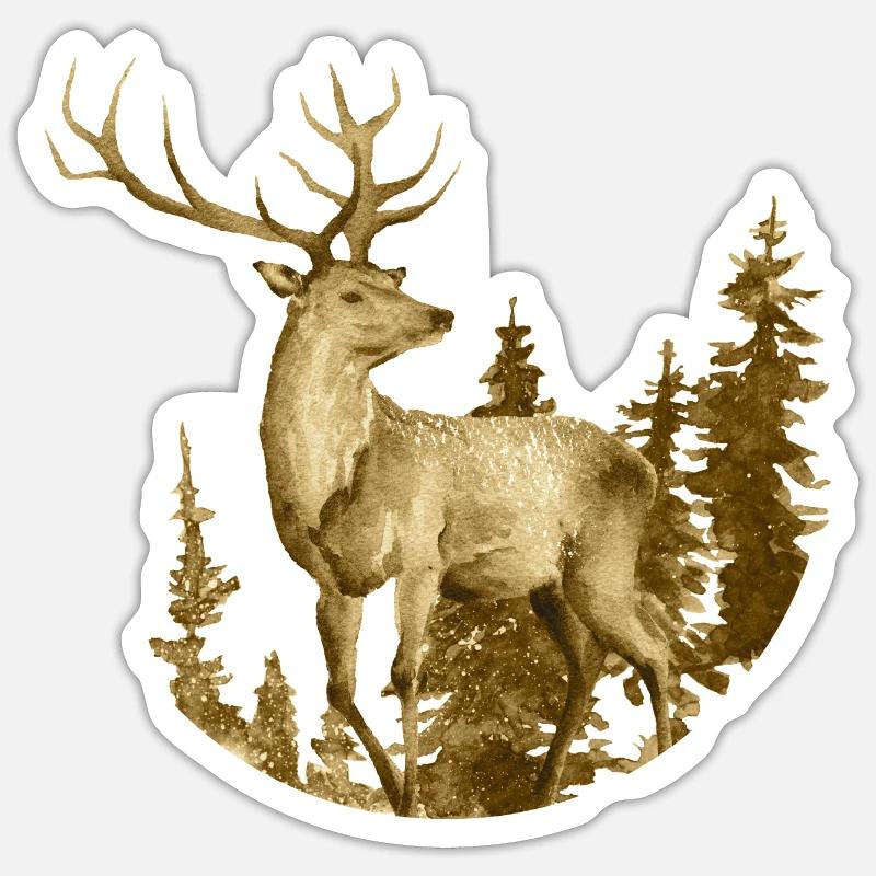 Hirsch - Sticker Größe S (10 x 10 cm) - Mattweiß