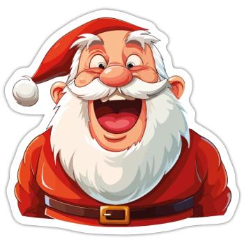 Lustiger Weihnachtsmann Lacht Weihnachten Lustig - Sticker Größe S (10 x 10 cm) - Mattweiß - Vorne