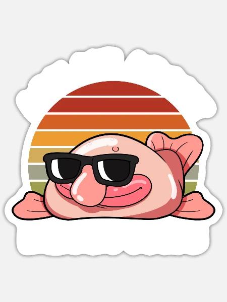 Blobfisch | Fische Aquaristik Blobfische Geschenke - Sticker Größe S (10 x 10 cm) - Mattweiß