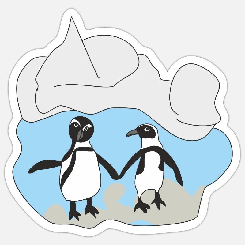 Zwei Pinguine Sticker Größe S (10 x 10 cm)