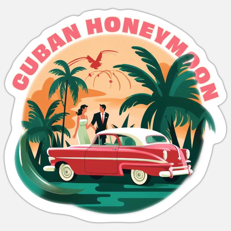 Cuban honeymoon. - Sticker size S (10 x 10 cm) - white matte