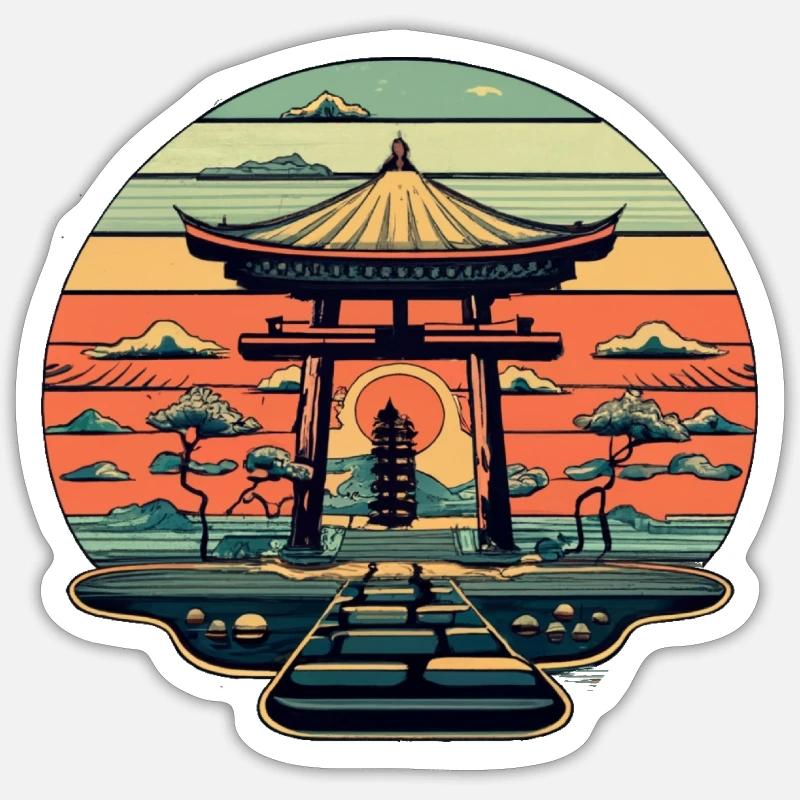 Japanischer Tempel Sticker Größe S (10 x 10 cm)