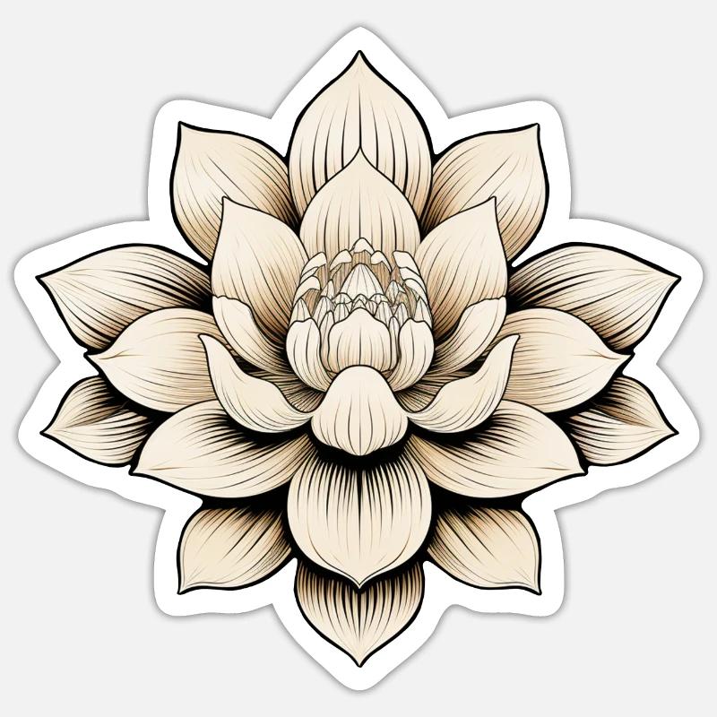 Fleur de lotus - Sticker taille S (10 x 10 cm) - blanc mat