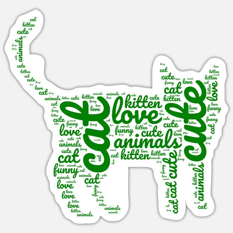 Chaton vert Sticker taille S (10 x 10 cm)