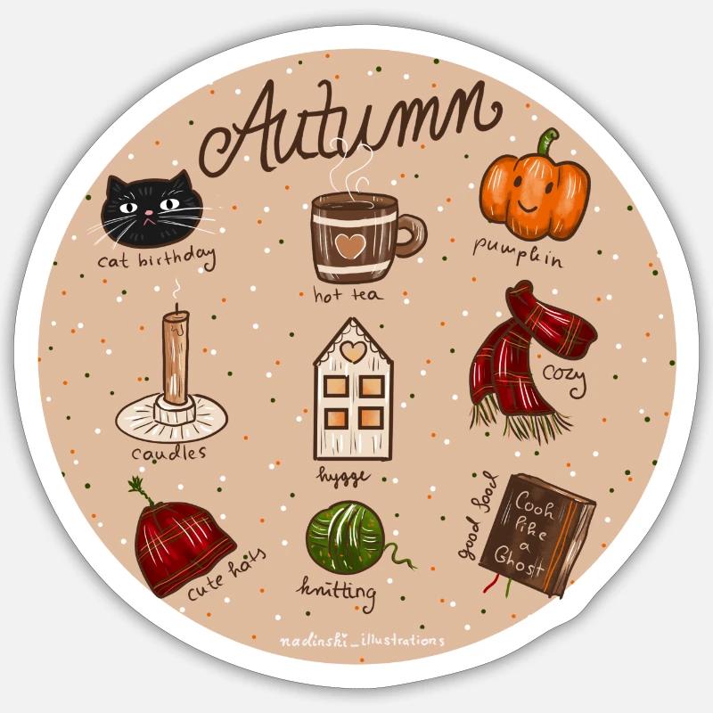 Automne - Sticker taille S (10 x 10 cm) - blanc mat