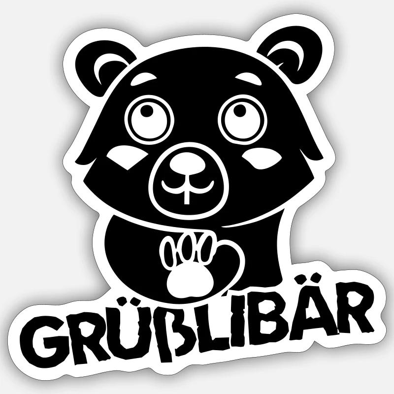 Der kleine Grüßlibär - Sticker Größe S (10 x 10 cm) - Mattweiß