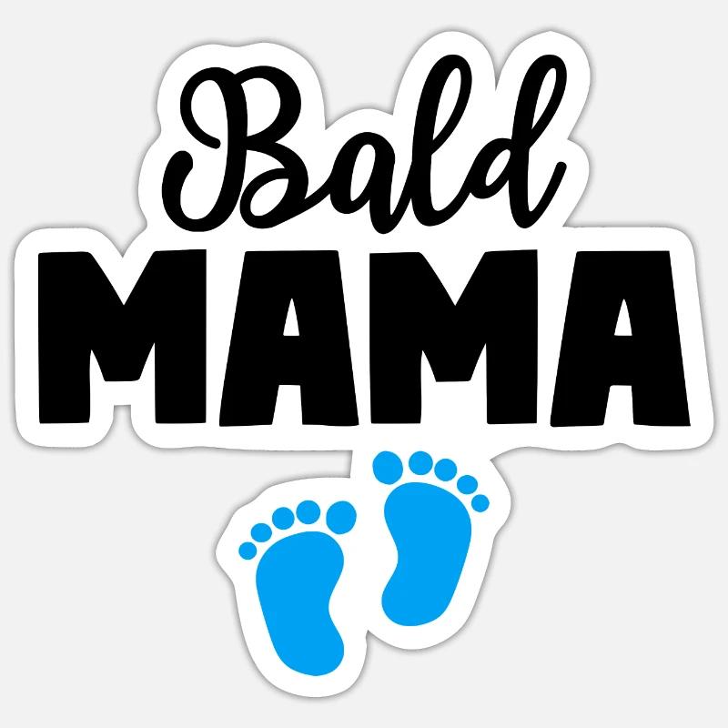 Bald Mama Sohn Baby Mutter - Sticker Größe S (10 x 10 cm) - Mattweiß
