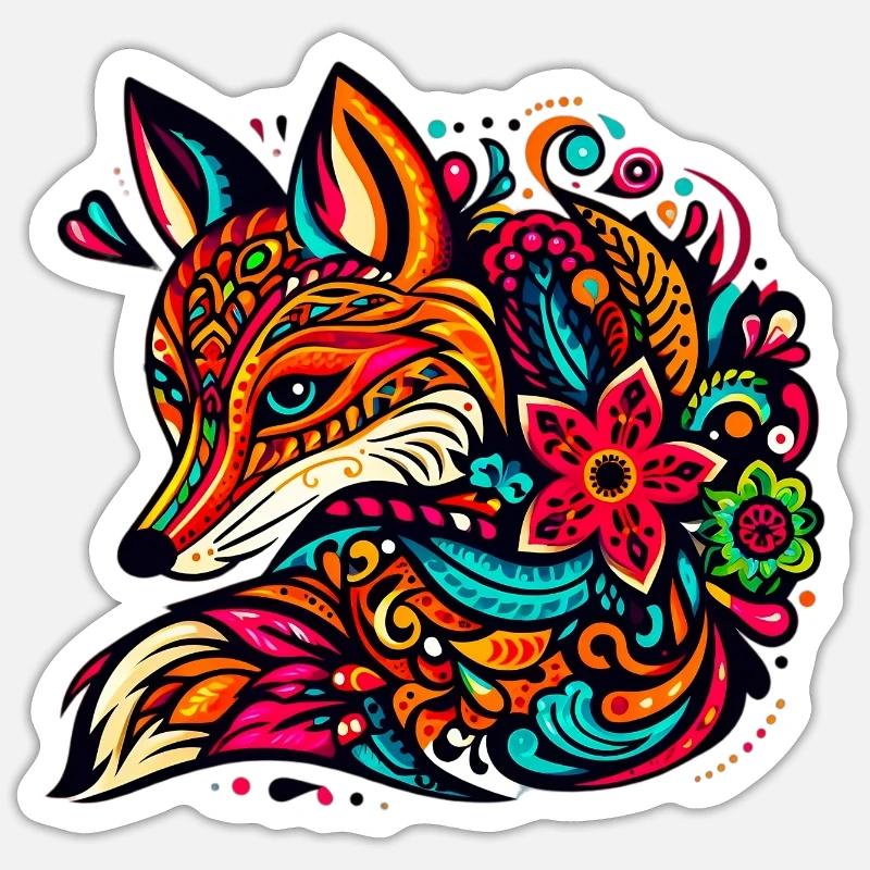 Renard - Sticker taille S (10 x 10 cm) - blanc mat