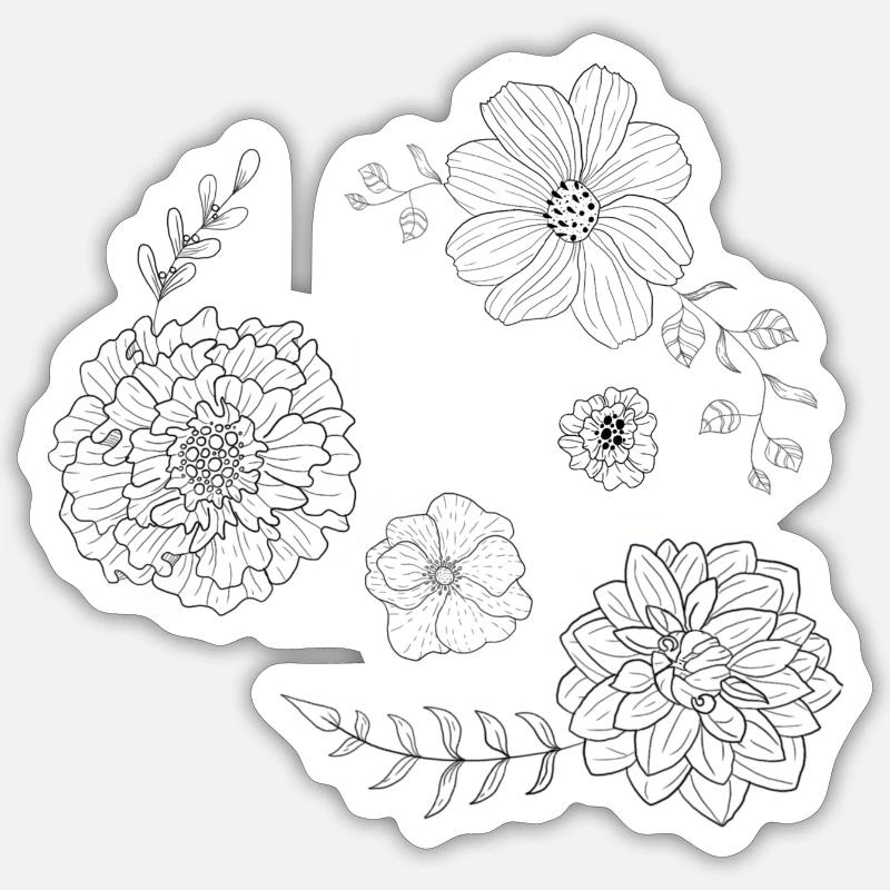 Blumen Muster - Sticker Größe S (10 x 10 cm) - Mattweiß