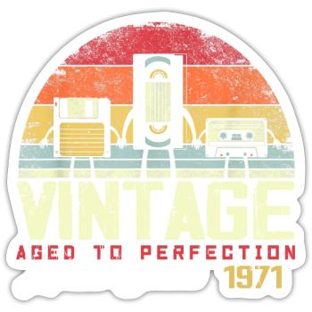 Vintage 1971 Gift - Sticker size S (10 x 10 cm) - white matte - Front
