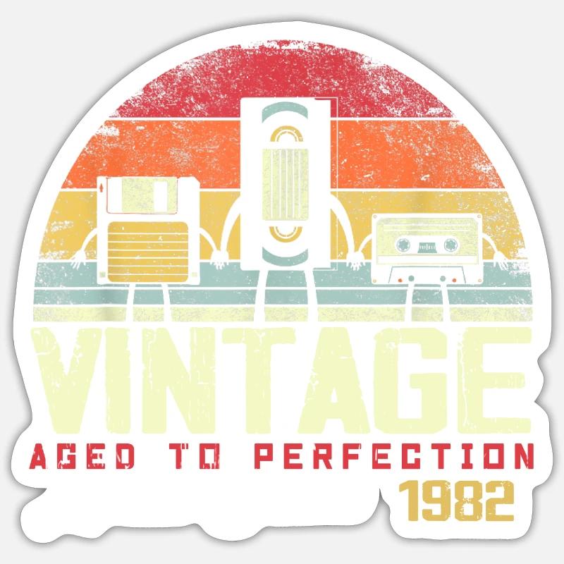 Cadeau Millésime 1982 - Sticker taille S (10 x 10 cm) - blanc mat