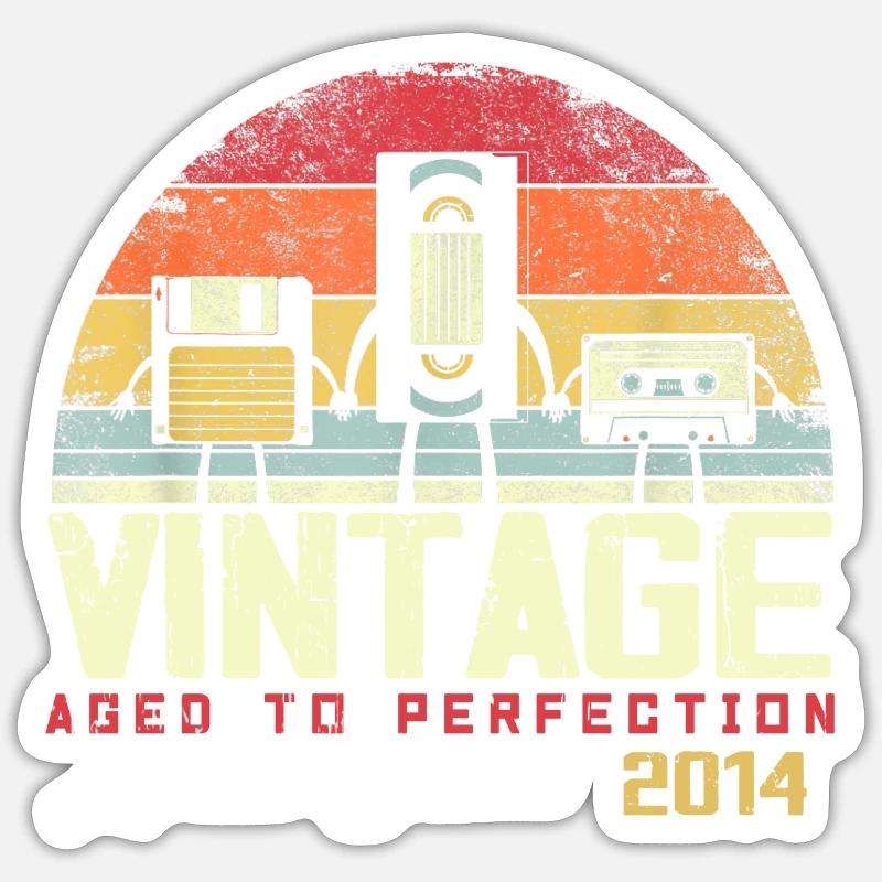 Cadeau Millésime 2014 - Sticker taille S (10 x 10 cm) - blanc mat