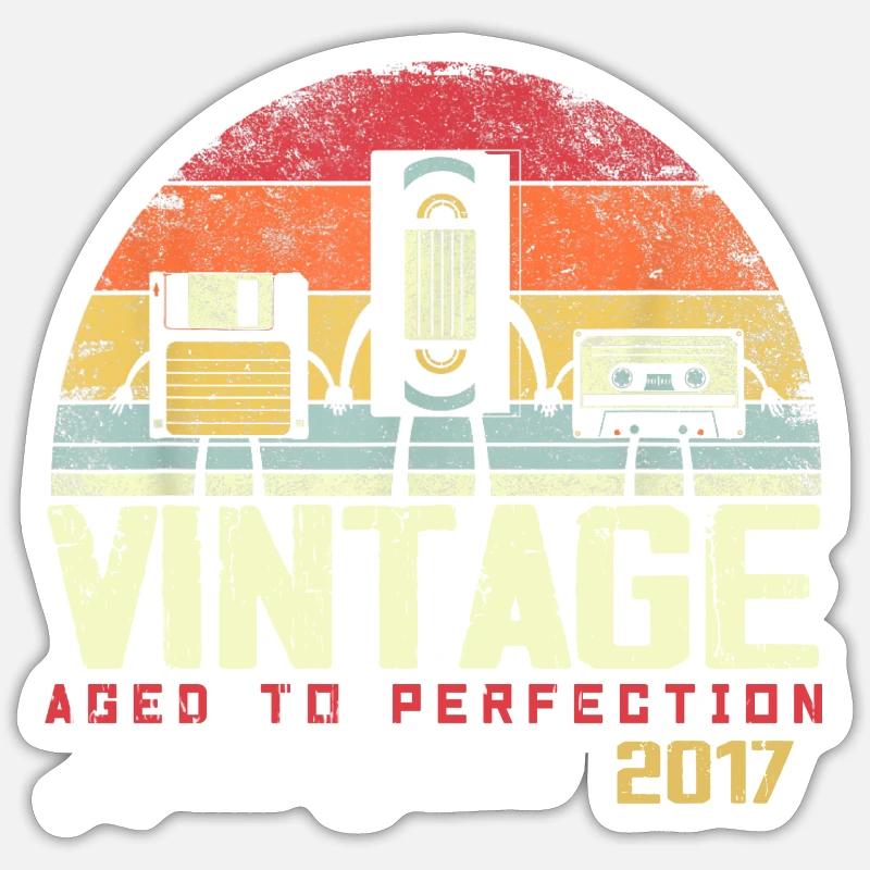 Cadeau Millésime 2017 - Sticker taille S (10 x 10 cm) - blanc mat