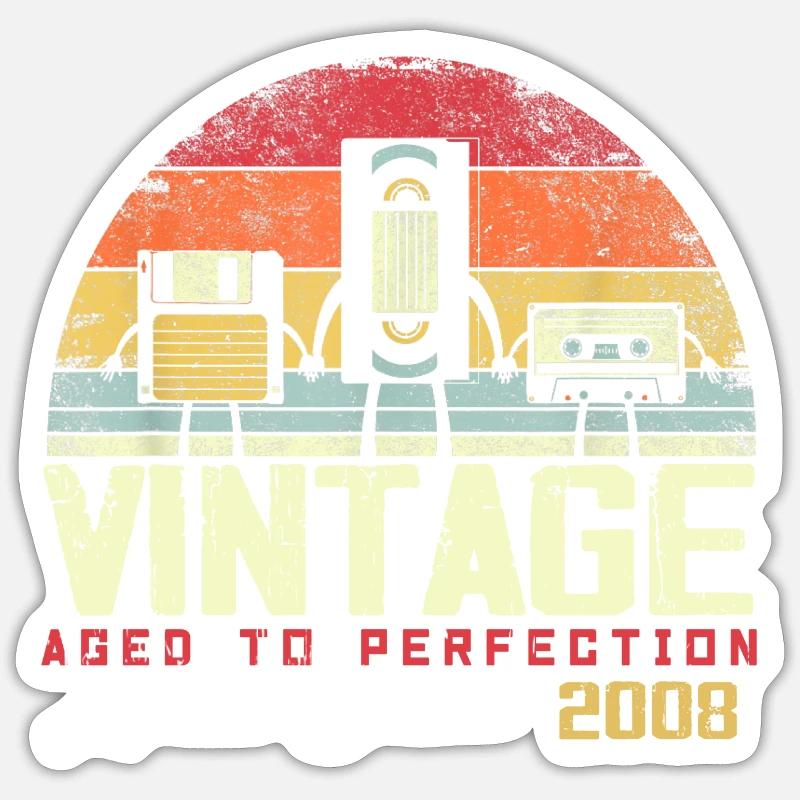 Cadeau Millésime 2008 - Sticker taille S (10 x 10 cm) - blanc mat