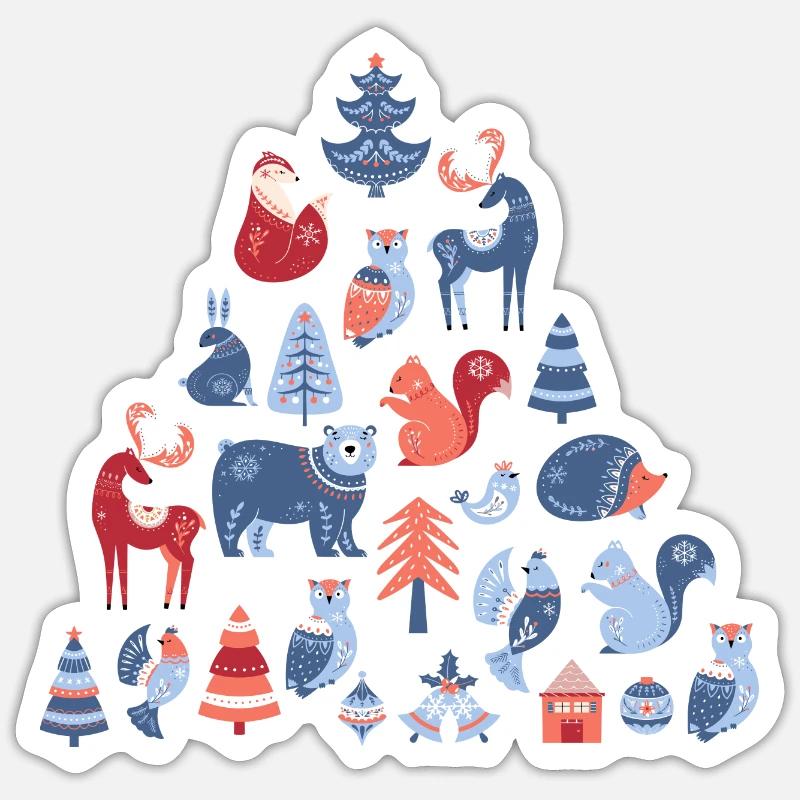 Sapin de Noël d’inspiration scandinave - Sticker taille S (10 x 10 cm) - blanc mat