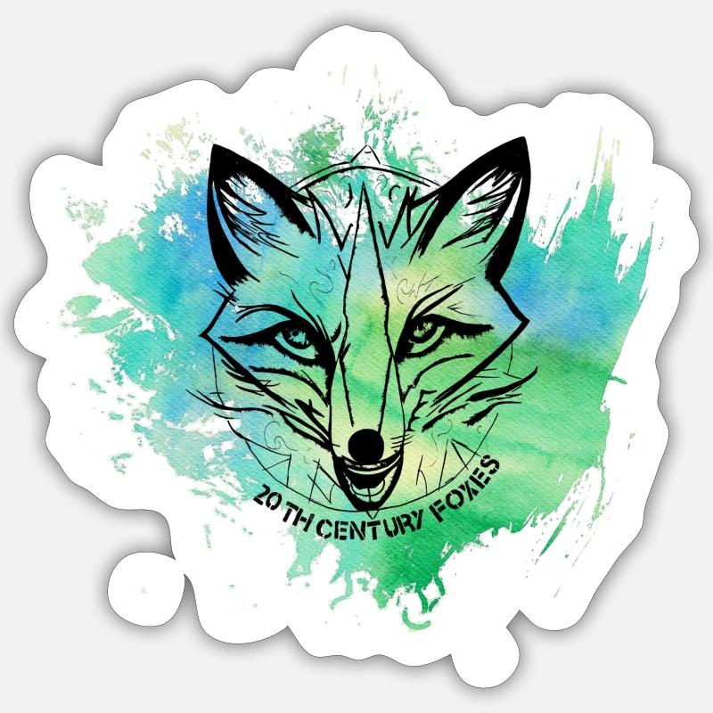Renard vert - Sticker taille S (10 x 10 cm) - blanc mat